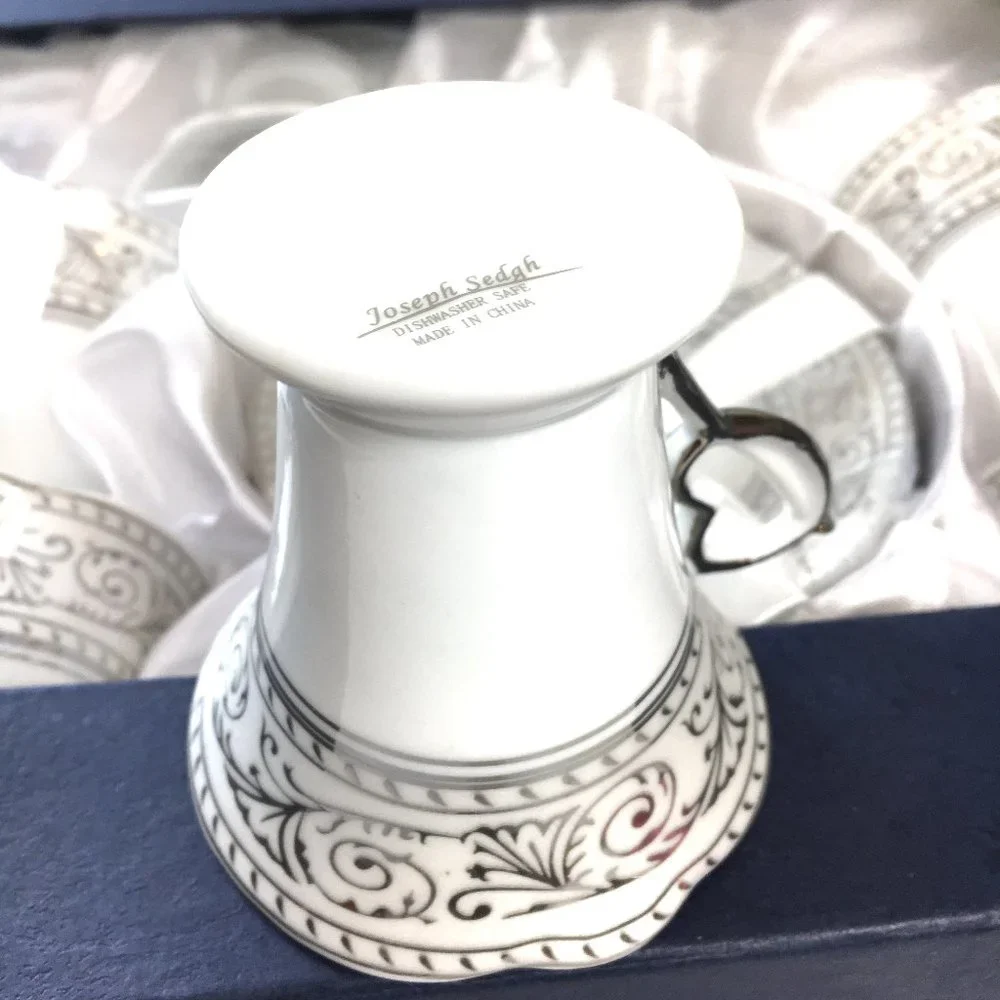 JOSEPH SEDGH Tea Espresso cups & Saucers Fine Porcelain Set 6 Tableware NWOT